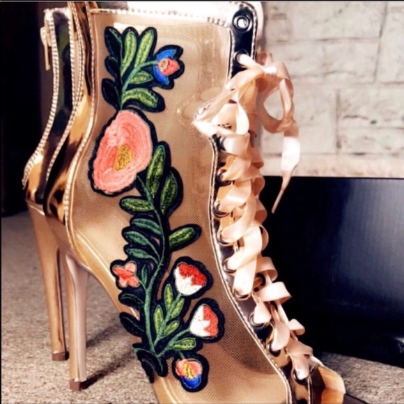 Rose Gold Floral Bootie - Picture 4 of 5